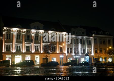 Die Gebäude auf dem Rathausplatz in Vilnius, Litauen Stockfoto