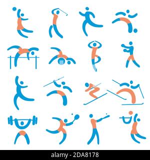 Sport-Fitness-Symbole. Bunte Symbole mit Sport, Fitness und gesunden Lifestyle-Aktivitäten. Vektor verfügbar. Stock Vektor