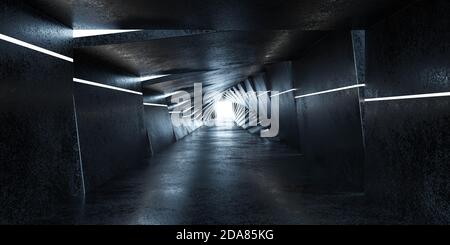 Dunkle abstrakte Beton geometrische Architektur Betonhintergrund 3D Rendering Illustration Stockfoto