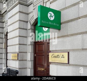 Isle of man Bank und Coutts Crown Dependancies Bankfiliale auf Prospect Hill in Douglas, Isle of man Stockfoto