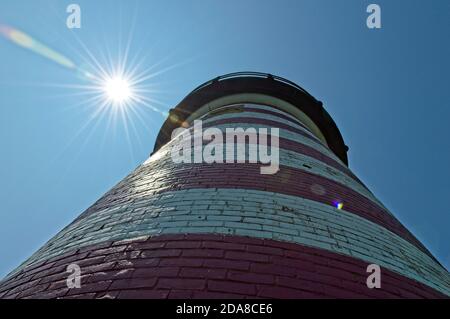 Lubec Kanal Leuchtturm, zeigt seine Streifen in Lubec Maine, USA Stockfoto