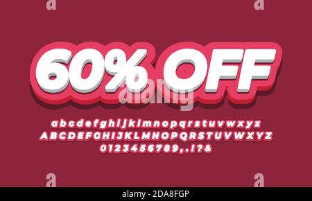 60 % Rabatt 60 % Rabatt Werbeaktion Text 3d rosa Design Stock Vektor