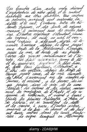 Handgeschriebener unlesbarer Text. Handschrift. Kalligraphie. Abstrakter Texturhintergrund Stockfoto