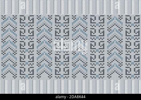 Vektor Nahtloses nordisches Strickmuster in blauen, grauen Farben. Stock Vektor