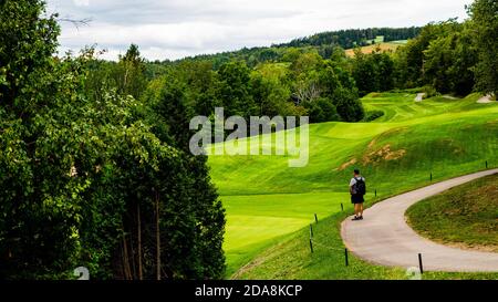 La Malbaie, Kanada - August 19 2020: Der Golfplatz in Malbaie Stockfoto