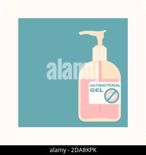 Antibakterielles Handgel. Desinfektionsflasche mit Spender. Stock Vektor