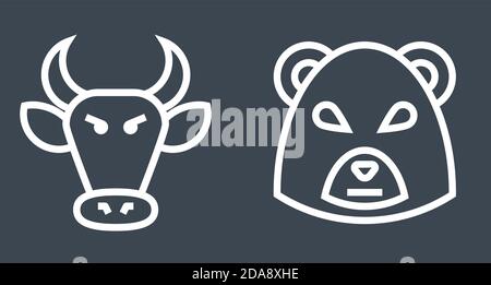 Stock Market Bulls und Bären Thin Line Vektor-Symbol Stock Vektor