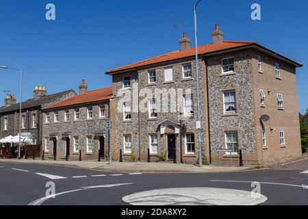 Allgemeine Ansicht der schönen umgebauten Häuser in Thetford, Norfolk, Großbritannien. Stockfoto