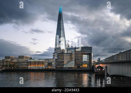 London City 20 Oct 2020, London Shard Blick bei Sonnenuntergang Stockfoto