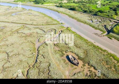 Leigh on Sea National Nature Reserve Luftaufnahme der Sümpfe In Essex Stockfoto