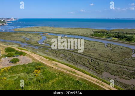 Leigh on Sea National Nature Reserve Luftaufnahme der Sümpfe In Essex Stockfoto