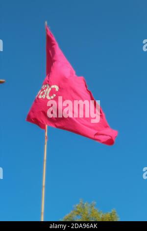 COX'S BAZAR, BANGLADESCH - 25. NOVEMBER 2017: Schild im Rohingya Flüchtlingslager. Stockfoto