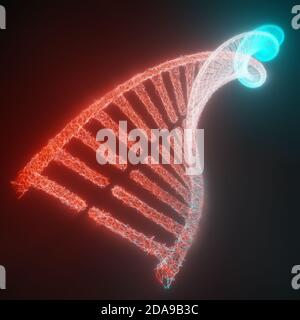 Abstraktes Bild der genetischen Codes DNA. Konzeptbild für den Einsatz als Hintergrund. 3D-Darstellung. Stockfoto