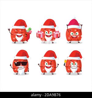 Santa Claus Emoticons mit roten santa Tasche Cartoon-Charakter Stock Vektor