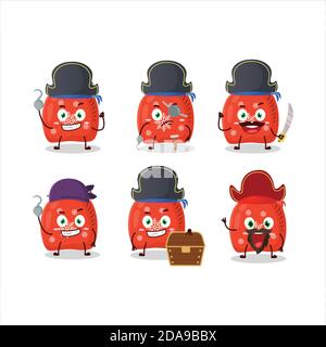 Cartoon-Charakter der roten santa Tasche mit verschiedenen Piraten Emoticons Stock Vektor