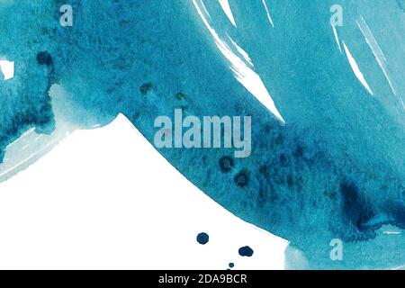 Blaue abstrakte Aquarell-Form isoliert auf weißem Hintergrund. Stockfoto
