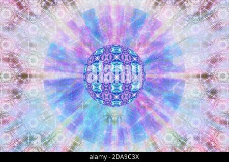 Ein abstraktes psychedelisches 3d Kugelform Burst Hintergrundbild. Stockfoto
