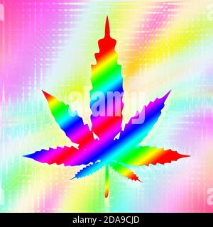 Eine abstrakte psychedelischen Cannabis leaf Hintergrundbild. Stockfoto