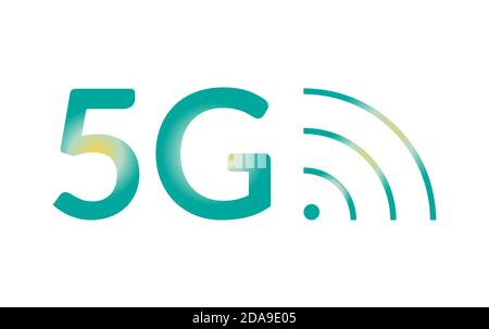 5G-Vektorsymbol auf Weiß isoliert. Wireless 5. Generation Internet Network Gradient Symbol Stock Vektor