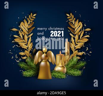 Frohe weihnachten und ein glückliches neues Jahr 2021 Banner Stock Vektor