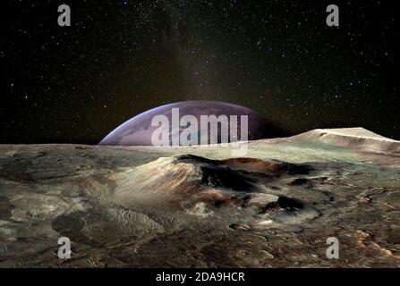 Blick auf die Erde vom Mond. Elemente dieses Bildes, die von der NASA eingerichtet wurden Stockfoto