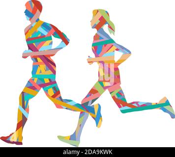 Vector Zeichen Läufer, Wettbewerb und Erfolg Stock Vektor