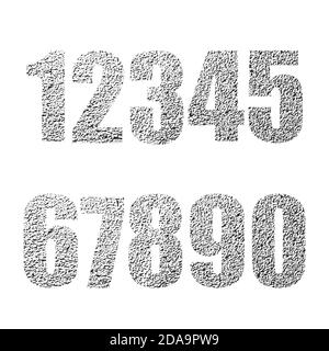 Satz mit Logo-Symbolen. Zahlen Symbole Silhouette. Linienstil Buchstaben, moderne Zahlen. Stock Vektor