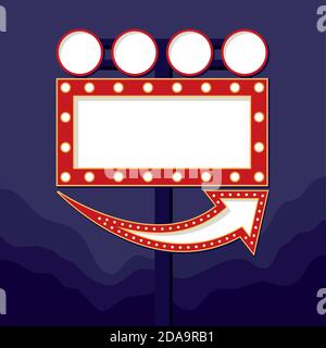 Retro Light quadratische Figur Rahmen und Pfeil Vektor Illustration Design Stock Vektor