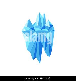 Eisberg isoliert auf weißem Hintergrund. Polygonaler geometrischer Eisberg. Vektor-Illustration des blauen schwimmenden Gletschers Stock Vektor