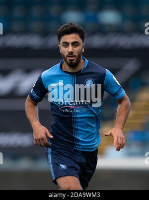 High Wycombe, Großbritannien. November 2020. Andron Georgiou von Wycombe Wanderers während des Freundschaftsspiels 2020/21 spielte hinter verschlossenen Türen zwischen Wycombe Wanderers und AFC Bournemouth in Adams Park, High Wycombe, England am 10. November 2020. Foto von Andy Rowland. Kredit: Prime Media Images/Alamy Live Nachrichten Stockfoto