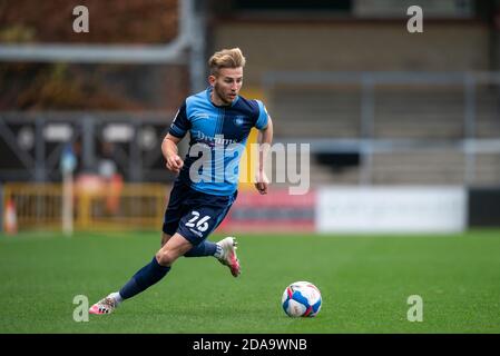 High Wycombe, Großbritannien. November 2020. Jason McCarthy von Wycombe Wanderers während des Freundschaftsspiels 2020/21 spielte hinter verschlossenen Türen zwischen Wycombe Wanderers und AFC Bournemouth in Adams Park, High Wycombe, England am 10. November 2020. Foto von Andy Rowland. Kredit: Prime Media Images/Alamy Live Nachrichten Stockfoto