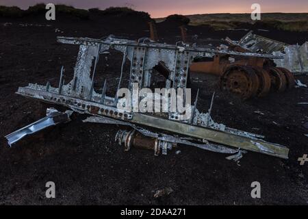 Das Wrack des Bleaklow Bombers. Am 3. November 1948, USAF Boeing RB-29A Superfortress 44-61999, des 16. Fotografischen Aufklärungsgeschwaders, Stockfoto