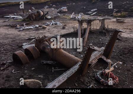 Das Wrack des Bleaklow Bombers. Am 3. November 1948, USAF Boeing RB-29A Superfortress 44-61999, des 16. Fotografischen Aufklärungsgeschwaders, Stockfoto