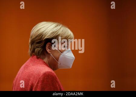 Berlin, Deutschland. November 2020. Bundeskanzlerin Angela Merkel wird an der wöchentlichen Kabinettssitzung der Bundesregierung im Kanzleramt in Berlin teilnehmen. Quelle: Markus Schreiber/AP POOL/dpa/Alamy Live News Stockfoto