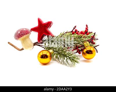 Dekoration Zweig für Weihnachten isoliert auf weißem Hintergrund Stockfoto
