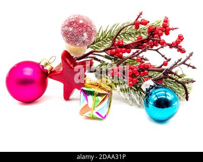 Dekoration für Weihnachten isoliert auf weißem Hintergrund Stockfoto
