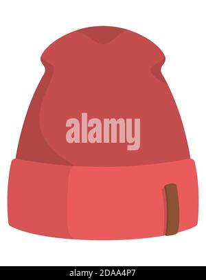 Rote Herrenmütze. Winterkleidung im Cartoon-Stil. Stock Vektor