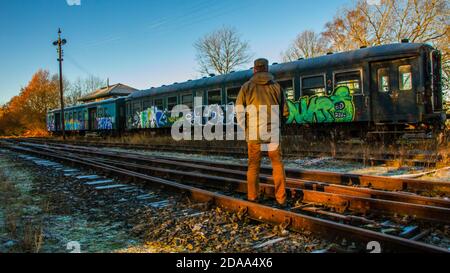 Raeren ein verlassener Bahnhof in Belgien Stockfoto
