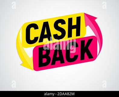 Geld-Cashback-Poster mit Golddollar-Münzen. Illustration Stockfoto