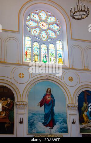 Qingdao / China - 5. August 2015: St. Michael Kathedrale (Kathedrale St. Michael), eine katholische Kirche von deutschen Missionaren gebaut, in Qingdao (Tsingtao Stockfoto