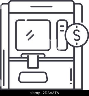 Geldautomat Symbol, lineare isolierte Illustration, dünne Linie Vektor, Web-Design-Zeichen, Kontur Konzept Symbol mit editierbaren Strich auf weiß Stock Vektor