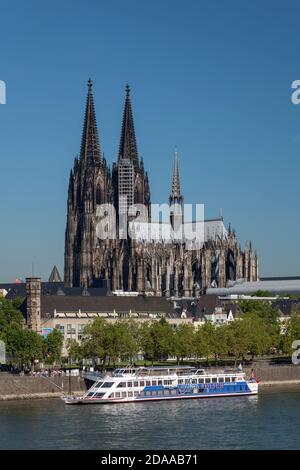 Geographie / Reisen, Deutschland, Nordrhein-Westfalen, Köln, Kölner Dom, Blick vom Rhein, Additional-Rights-Clearance-Info-not-available Stockfoto