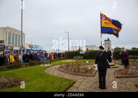 Morecambe Lancashire, Großbritannien. November 2020. 11:00 Morecambe Erinnerung Gärten Service wurde gehalten, um Erinnerung Tag Low-Key im Lichte der aktuellen COVID Einschränkungen zu markieren Quelle: PN News/Alamy Live News Stockfoto