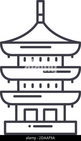 Asiatische Gedenksymbol, lineare isolierte Illustration, dünne Linie Vektor, Web-Design-Zeichen, skizzieren Konzept Symbol mit editierbaren Strich auf weißem Hintergrund. Stock Vektor