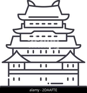 Asian Palace Symbol, lineare isolierte Illustration, dünne Linie Vektor, Web-Design-Zeichen, skizzieren Konzept Symbol mit editierbarer Kontur auf weißem Hintergrund. Stock Vektor