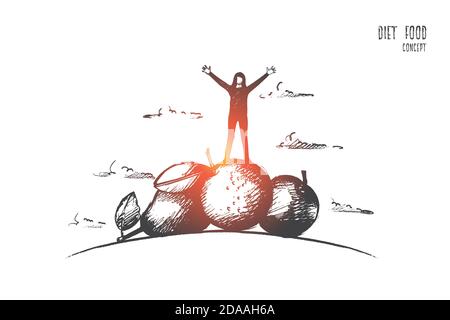 Diät-Food-Konzept. Von Hand gezeichneter isolierter Vektor. Stock Vektor