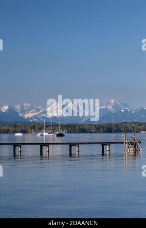 Geographie / Reisen, Deutschland, Bayern, München, Fußgängerbrücke am Starnberger See vor der Wetterste, Zusatz-Rechteklärung-Info-nicht-verfügbar Stockfoto