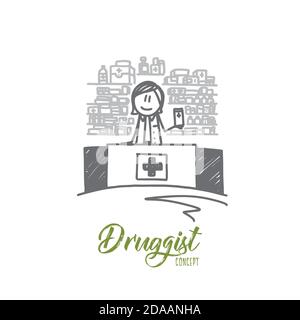 Drogenkonzept. Von Hand gezeichneter isolierter Vektor Stock Vektor