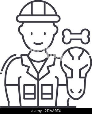 Archäologe Symbol, lineare isolierte Illustration, dünne Linie Vektor, Web-Design-Zeichen, Kontur Konzept Symbol mit editierbaren Strich auf weißem Hintergrund. Stock Vektor