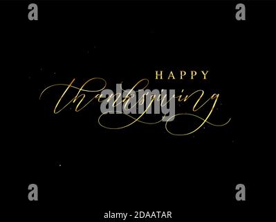 Happy Thanksgiving handgezeichnetes goldenes Kartendesign Stock Vektor
